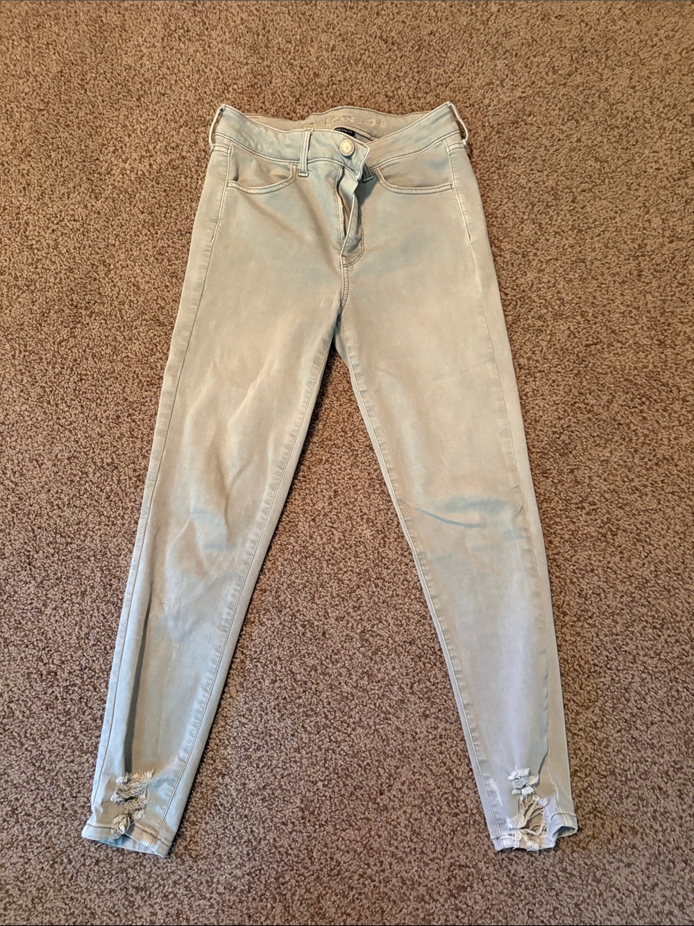 Women’s Light Green Distressed Jeggings